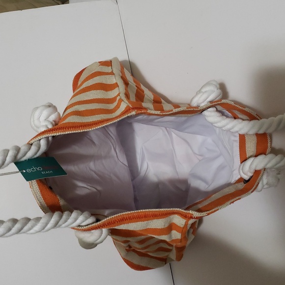 Echo Design Orange and Cream Striped Tote - Picture 3 of 3